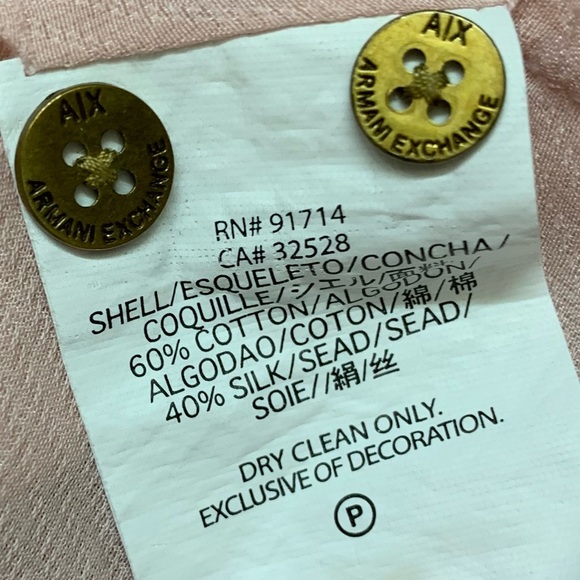 Armani Exchange Baby Pink Semi Sheer Button Down Shirt Blouse Size XS - Picture 12 of 12